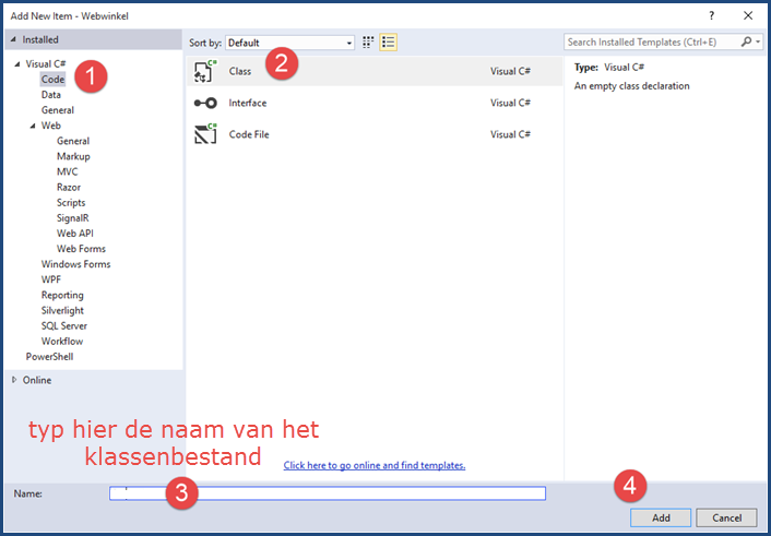 Een klassenbestand toevoegen
